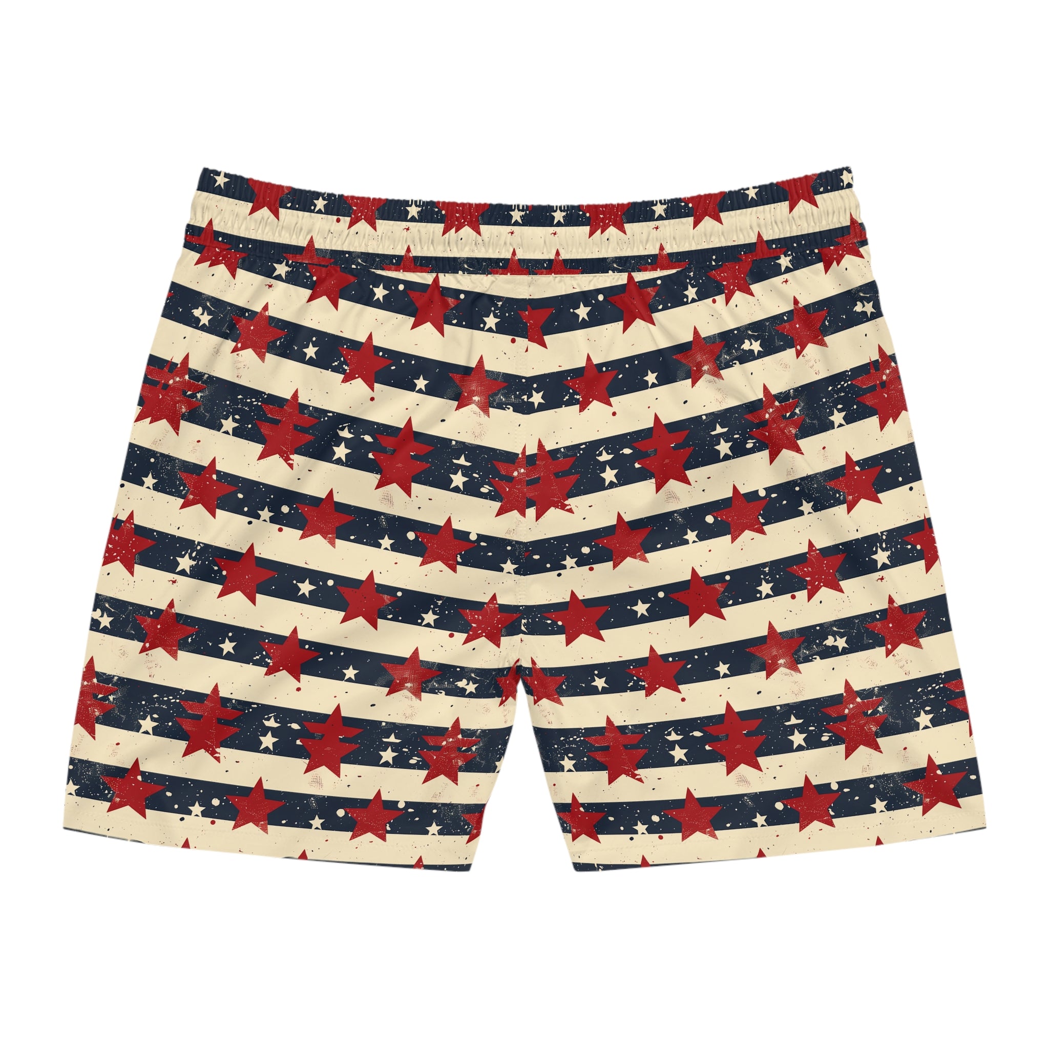 Patriotic Red Star Striped Men's Swim Shorts