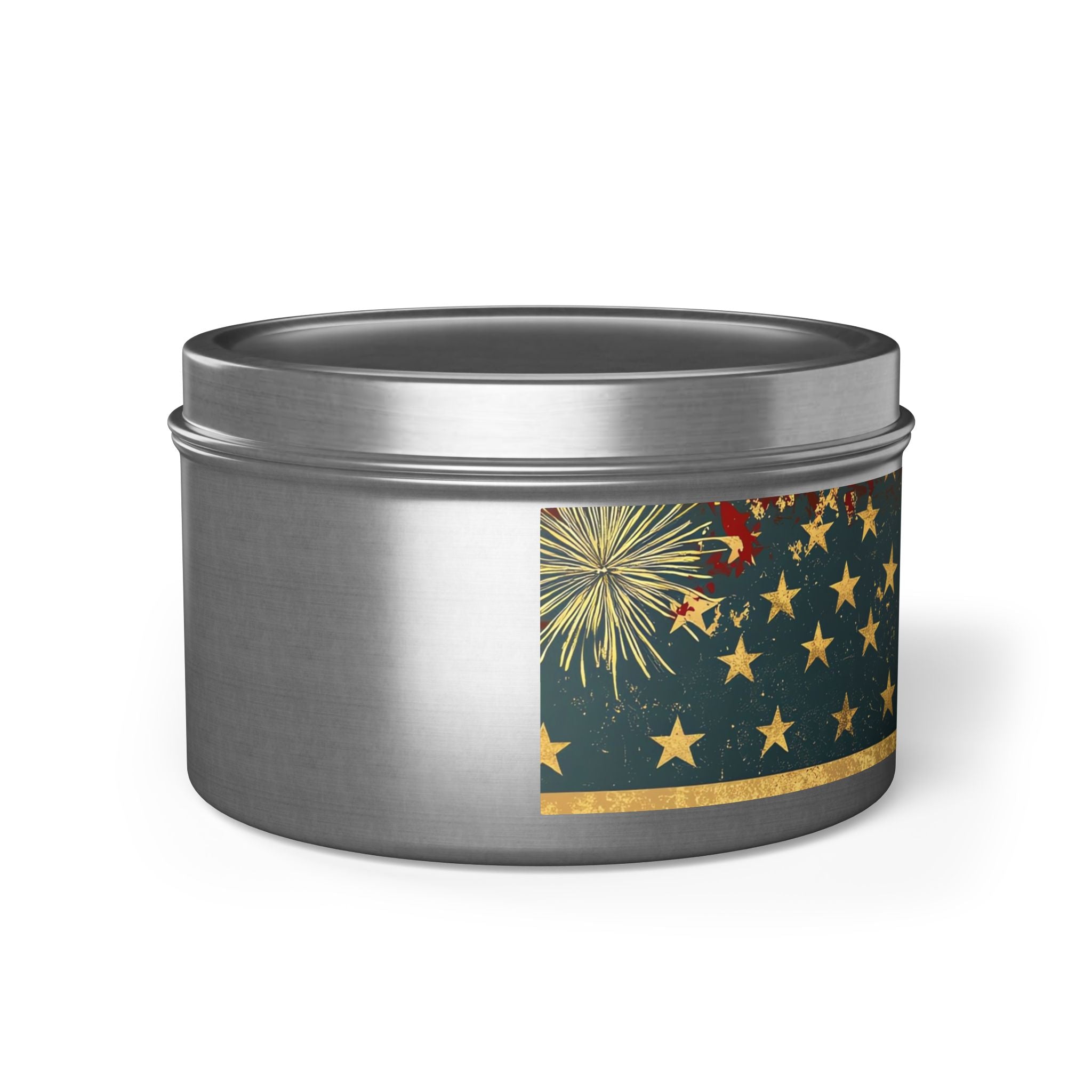 Vintage American Flag Tin Candle | Patriotic Fourth of July Stars & Stripes