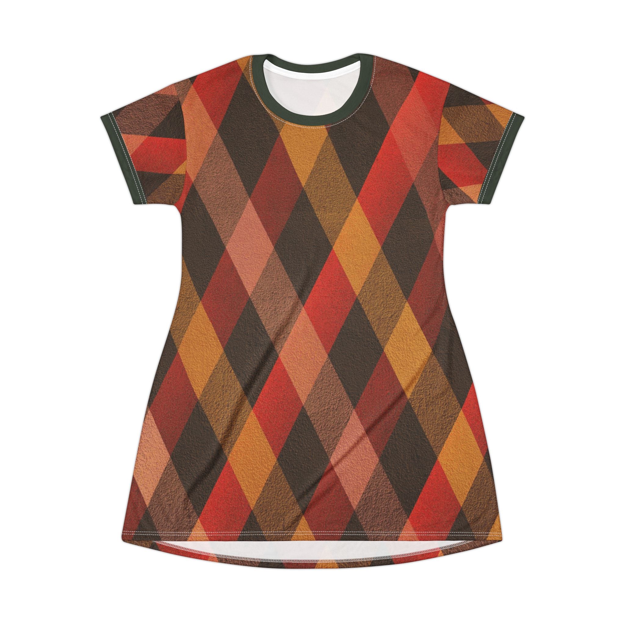Autumn Argyle T-Shirt Dress – Vintage Plaid Fall