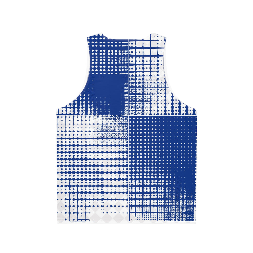 Gridwave Blue Abstract Tank Top — All-Over Print Graphic Tank