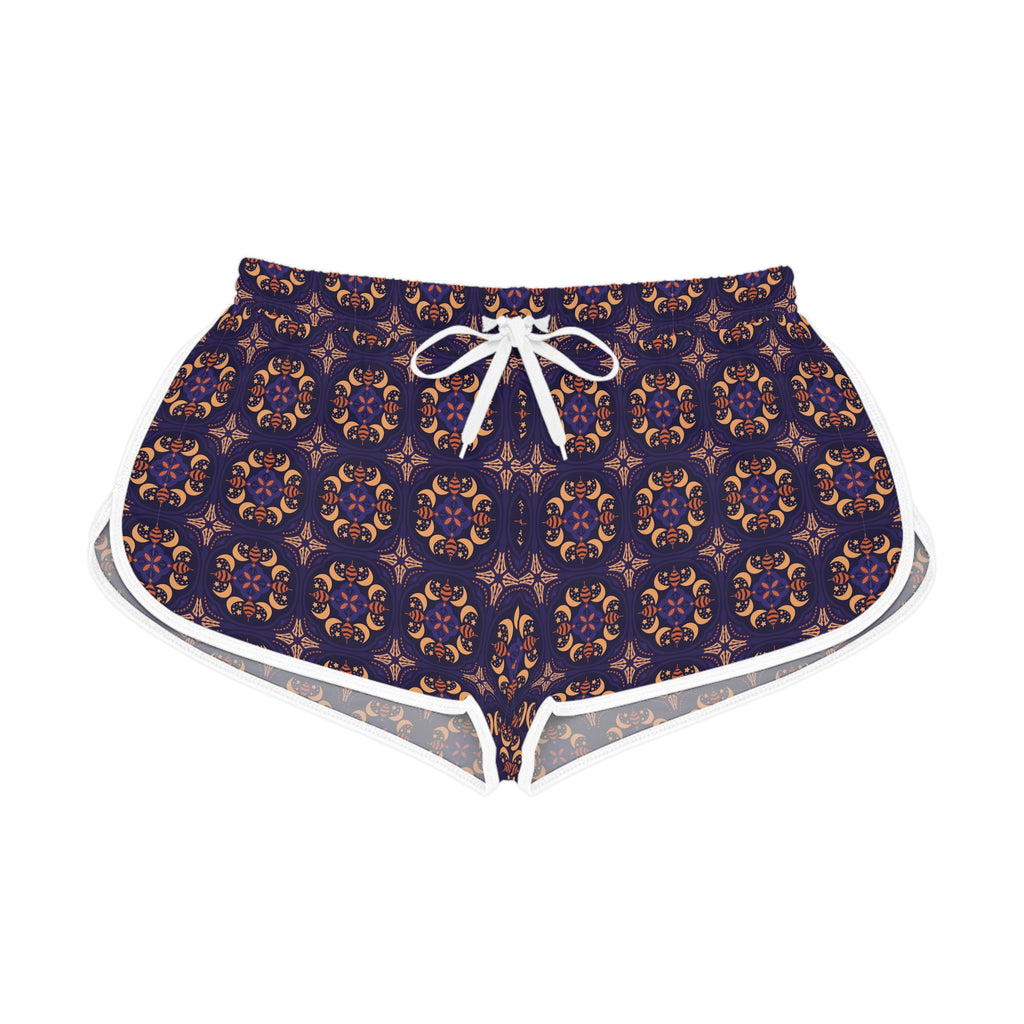 Navy Boho Tile Print Women's Relaxed Shorts