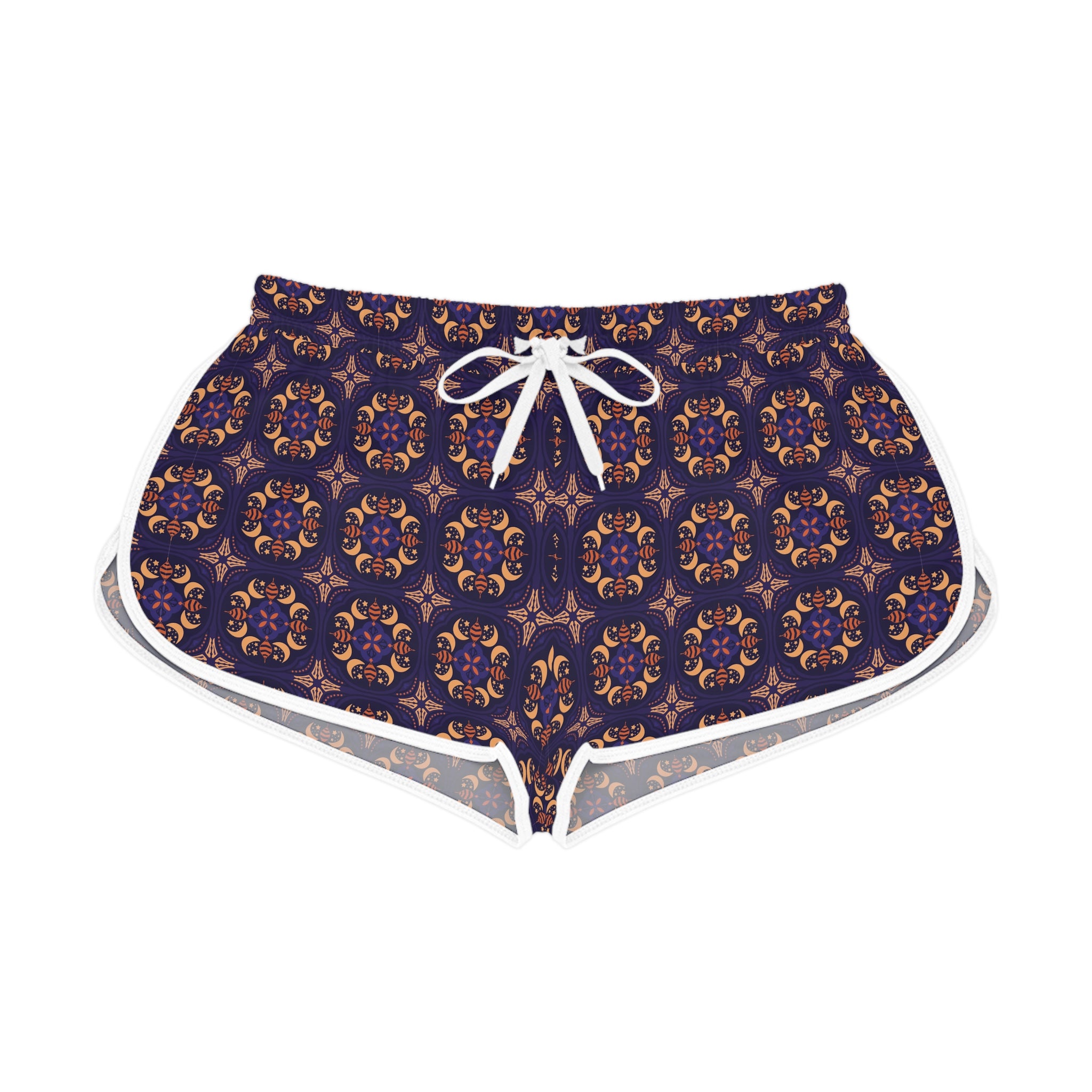 Navy Boho Tile Print Women's Relaxed Shorts