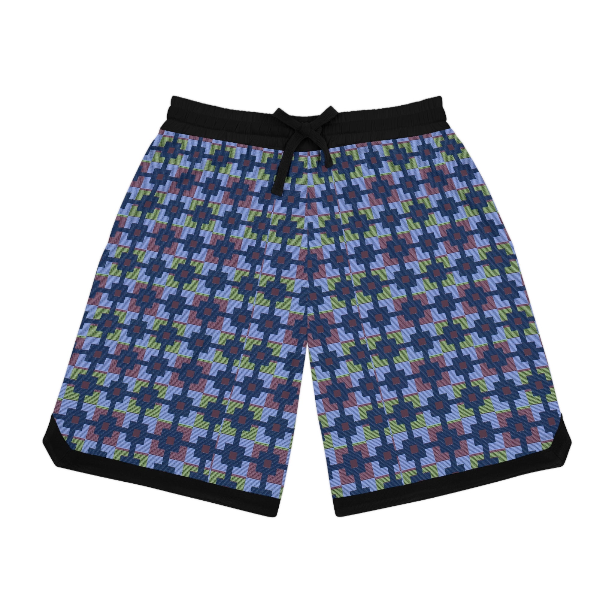Geometric Cross Pattern Basketball Shorts — Athletic Mesh