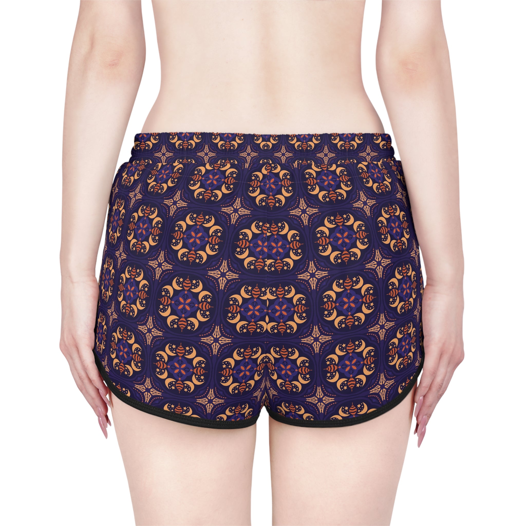 Navy Boho Tile Print Women's Relaxed Shorts