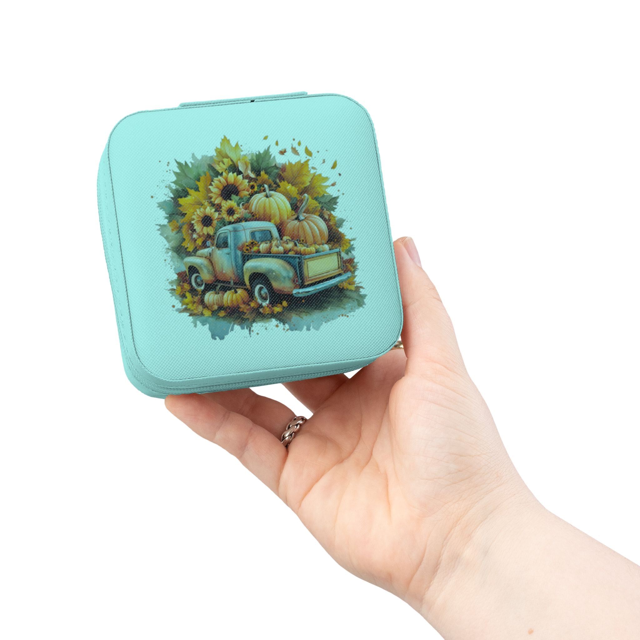 Autumn Truck Jewelry Travel Case — Compact Fall-Themed Travel Organizer