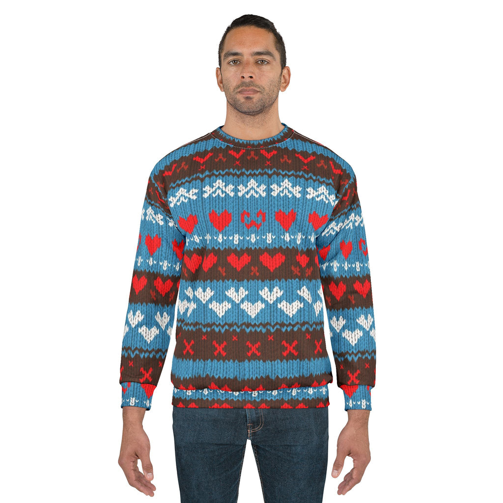 Retro Heart Pattern Sweatshirt — Nostalgic Valentine’s Day Design