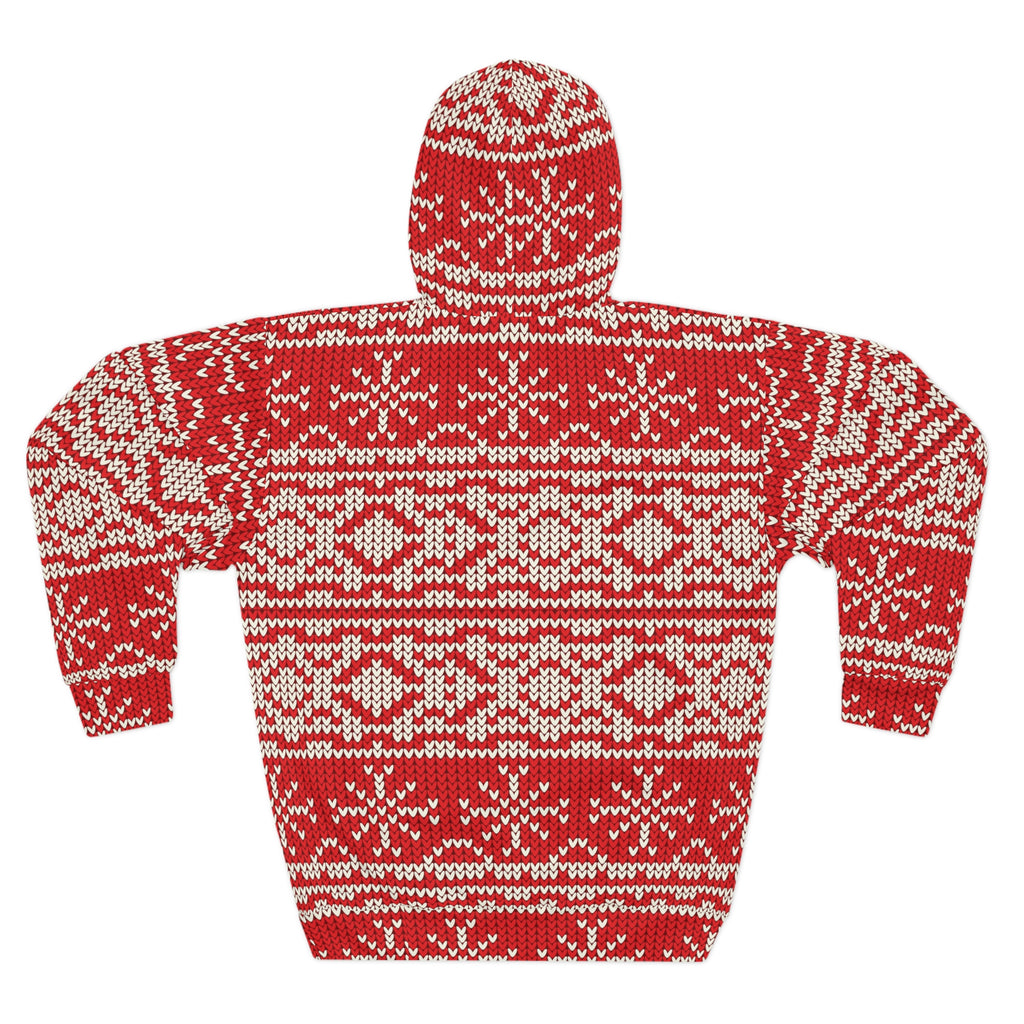Red Knit Fair Isle Snowflake Hoodie | Christmas Holiday Pullover