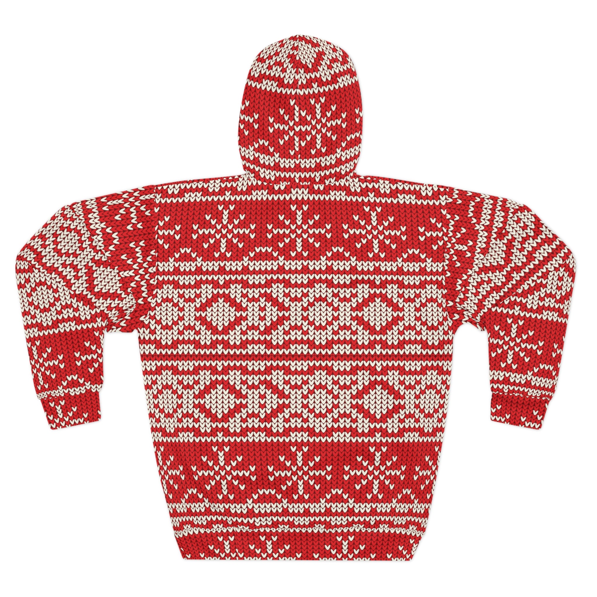 Red Knit Fair Isle Snowflake Hoodie | Christmas Holiday Pullover