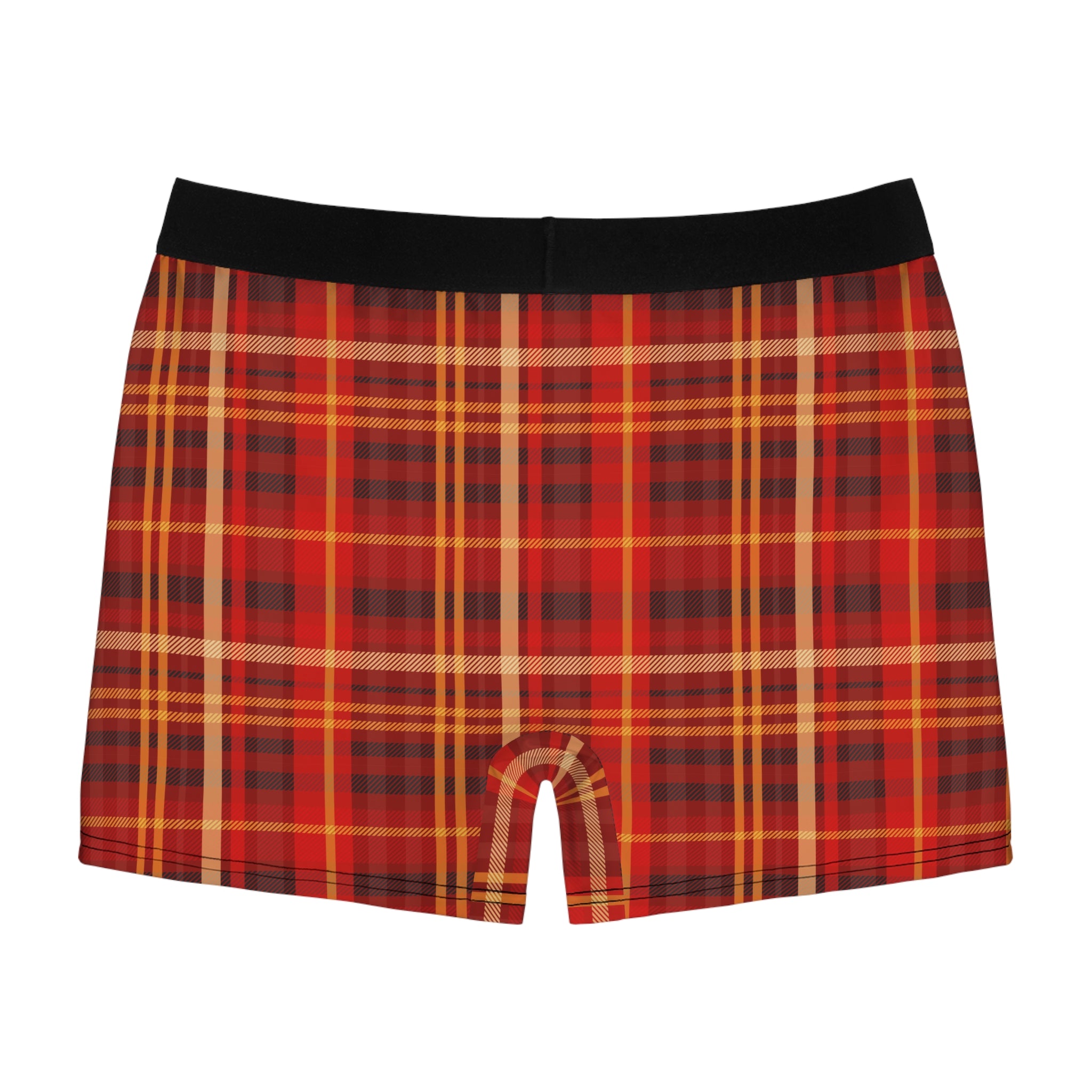 Red  Orange Tartan Plaid Boxer Briefs — Men's Plaid Underwear