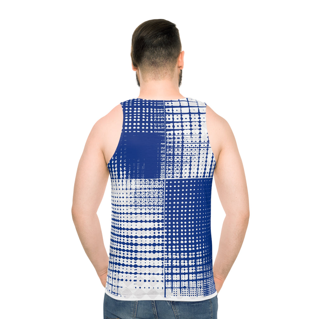 Gridwave Blue Abstract Tank Top — All-Over Print Graphic Tank