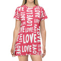 Valentine's Day Love Repeat Pattern T-Shirt Dress Pink Typography