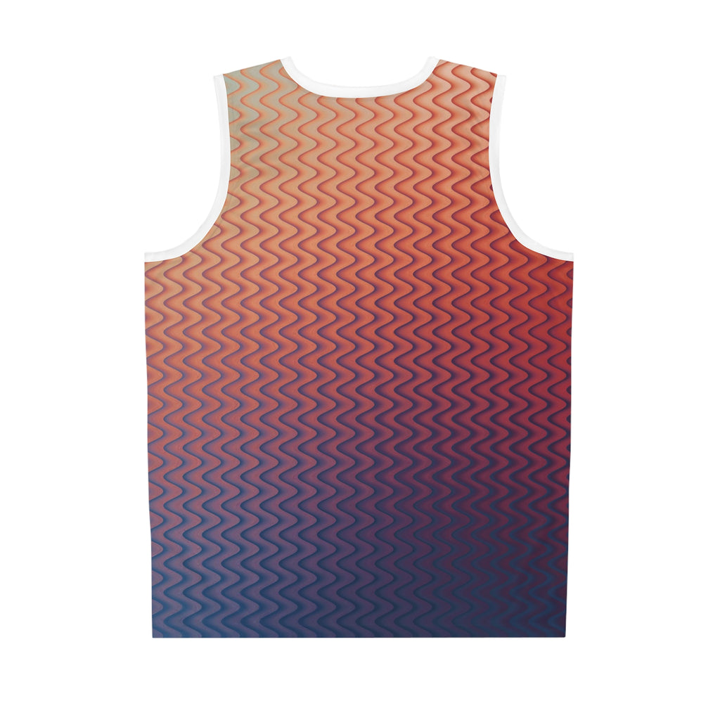 Wavy Gradient Basketball Jersey — Retro Sunset Ombre