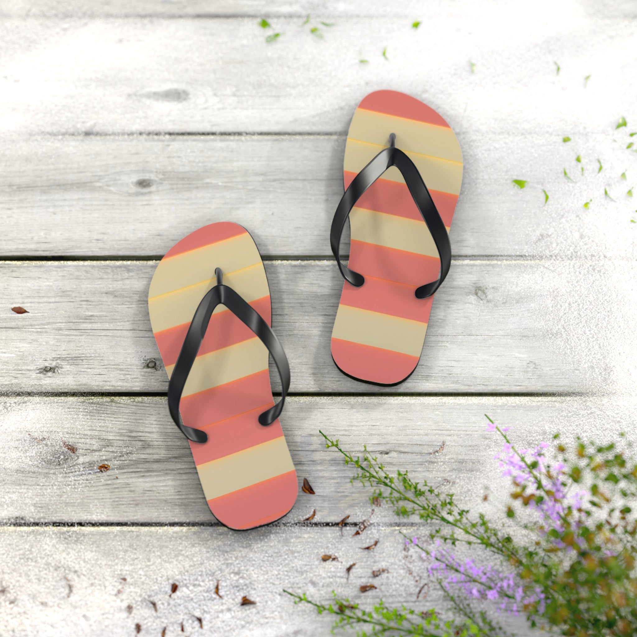Striped Sunset Flip Flops — Retro Beach Sandals