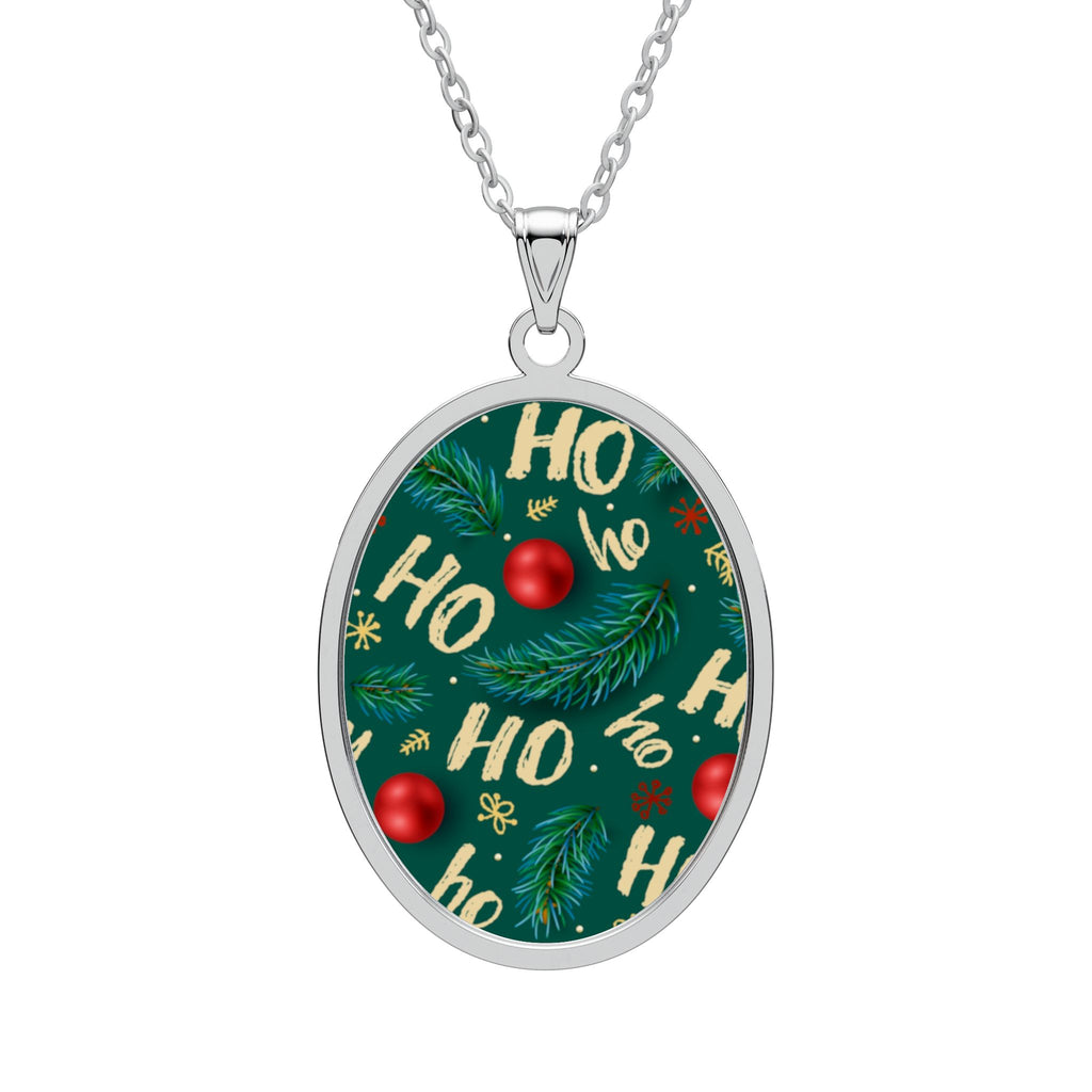 Christmas 'Ho Ho Ho' Oval Pendant Necklace