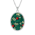 Christmas 'Ho Ho Ho' Oval Pendant Necklace