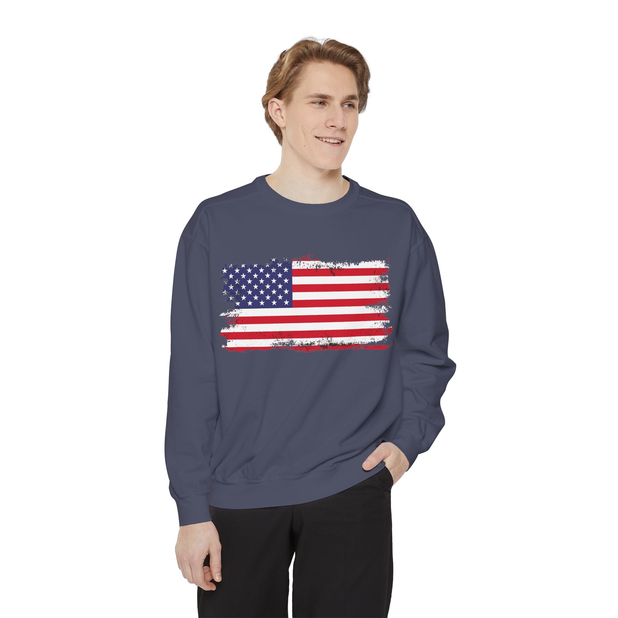 Distressed American Flag sweatshirt | Vintage USA Stars Stripes Crewneck