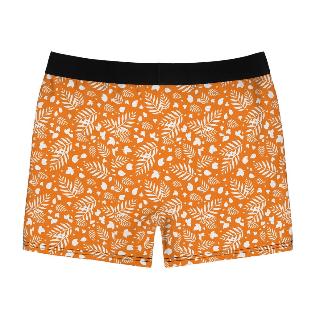 Autumn Leaf Pattern Boxer Briefs — Orange Fall Foliage Men’s Underwear