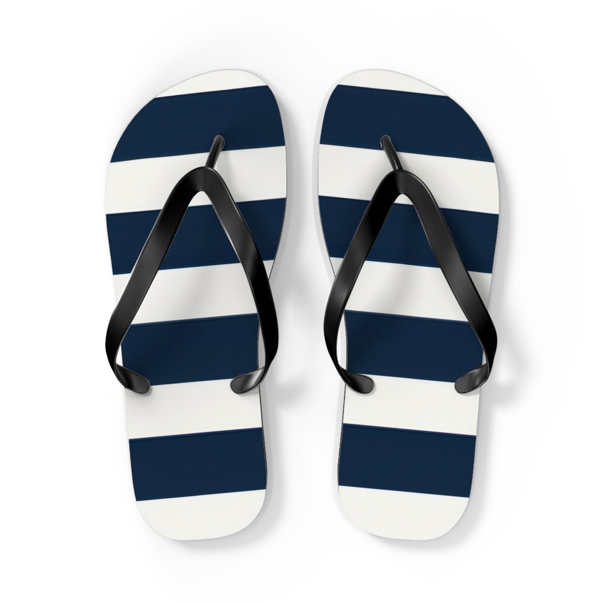 Navy & White Striped Flip Flops — Classic Beach Sandals