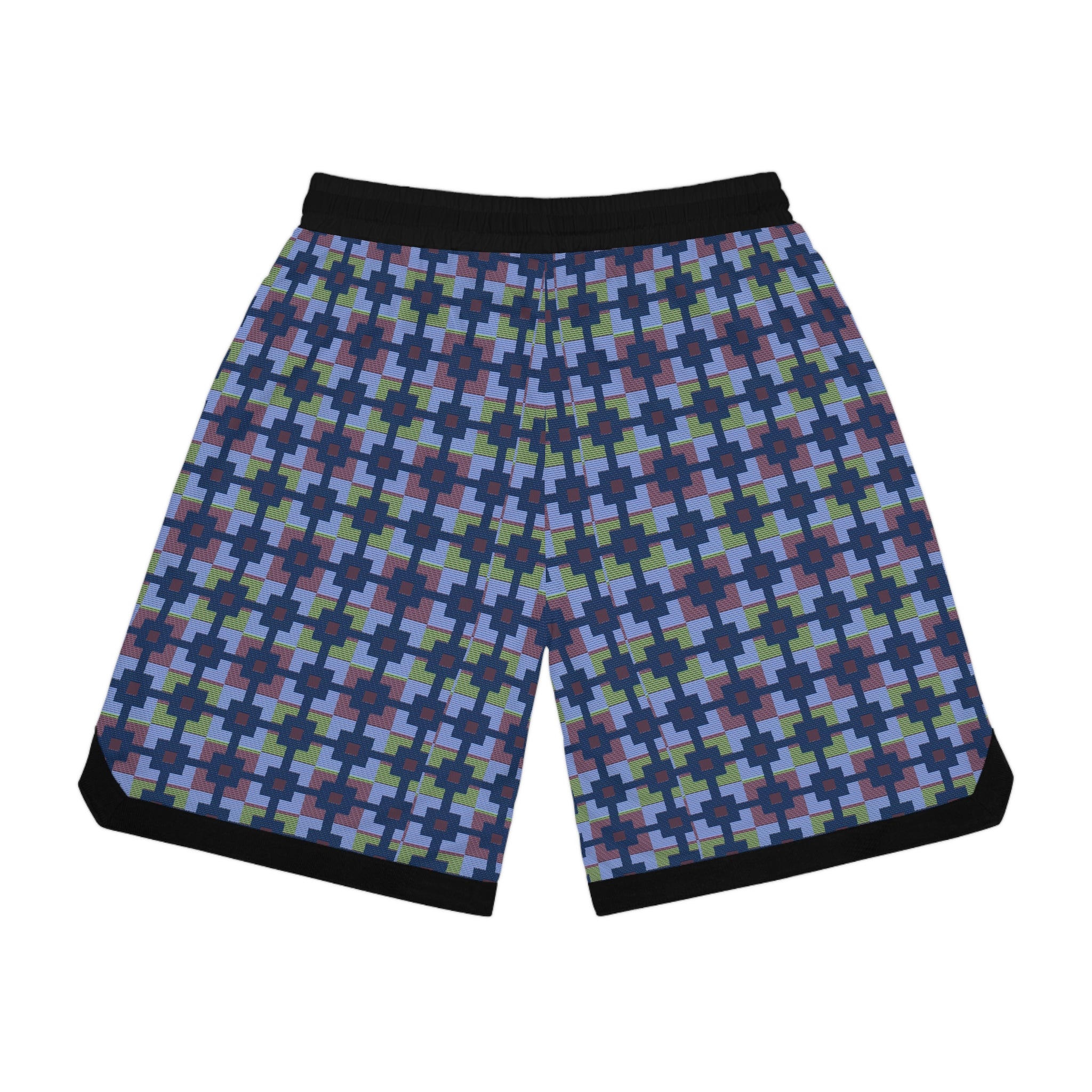 Geometric Cross Pattern Basketball Shorts — Athletic Mesh