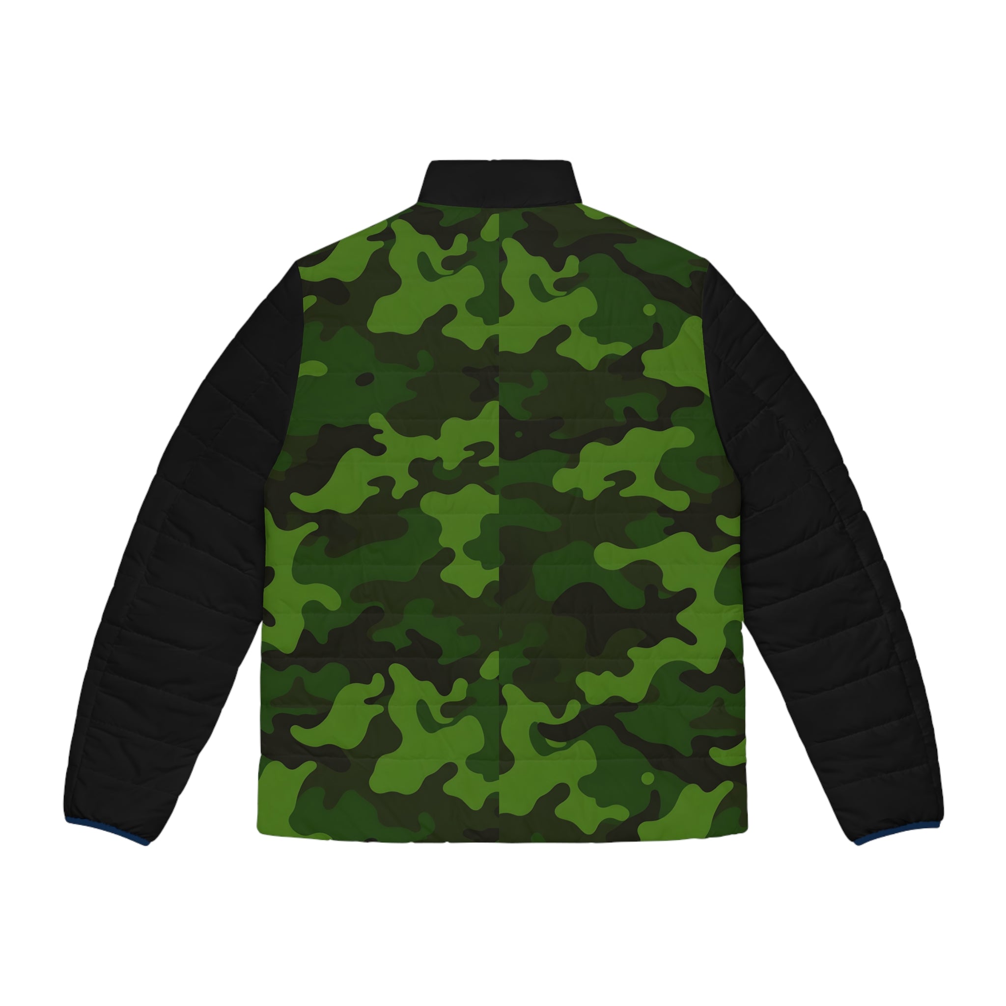 Men's Green Camo Puffer Jacket — Insulated Outdoor Winter Coat
