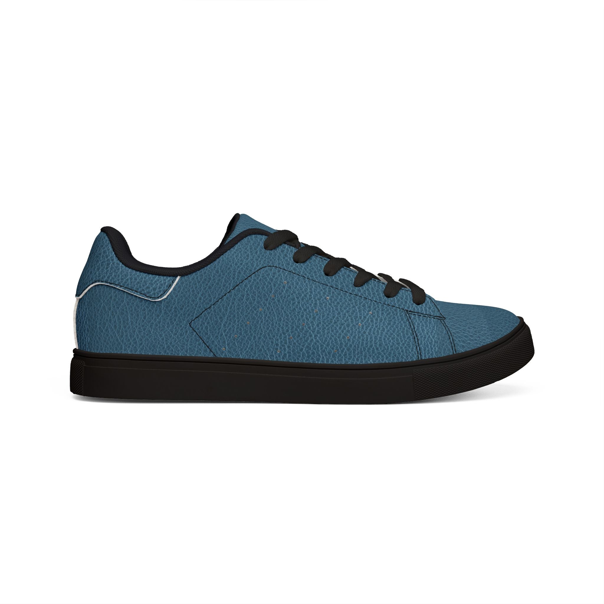 Men's Low-Top Leather Sneakers — Classic Casual Blue Skate Shoes