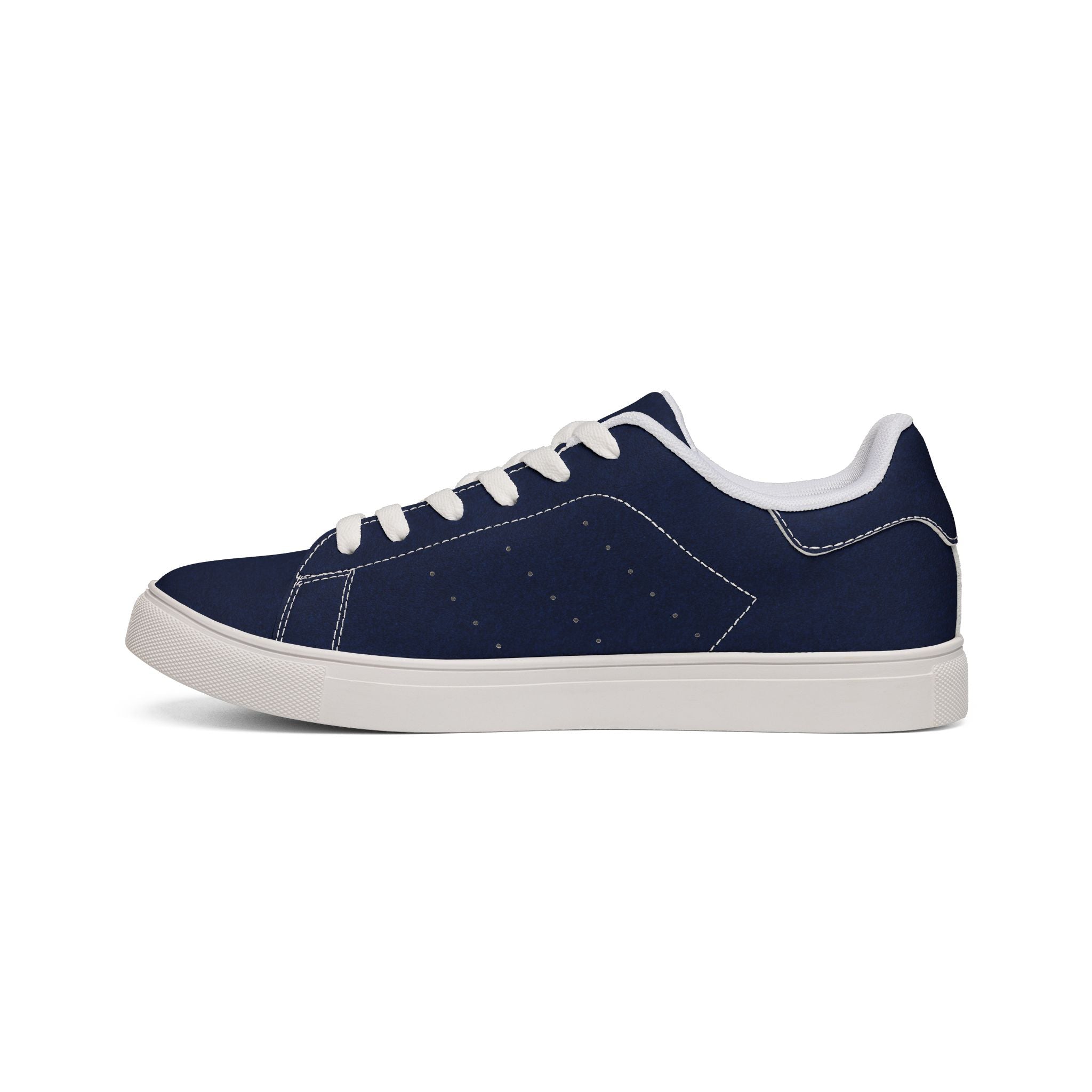 Men's Navy Low-Top Leather Sneakers — Classic Casual Streetwear