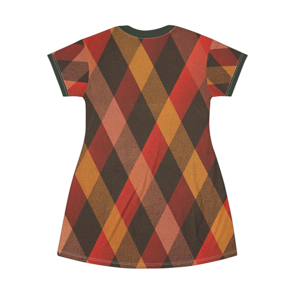 Autumn Argyle T-Shirt Dress – Vintage Plaid Fall