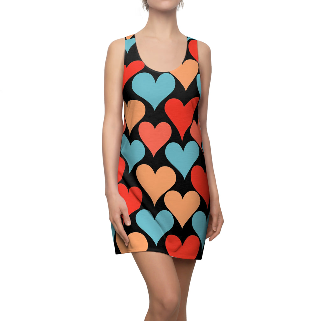 Retro Color Block Hearts Dress Valentine's Day
