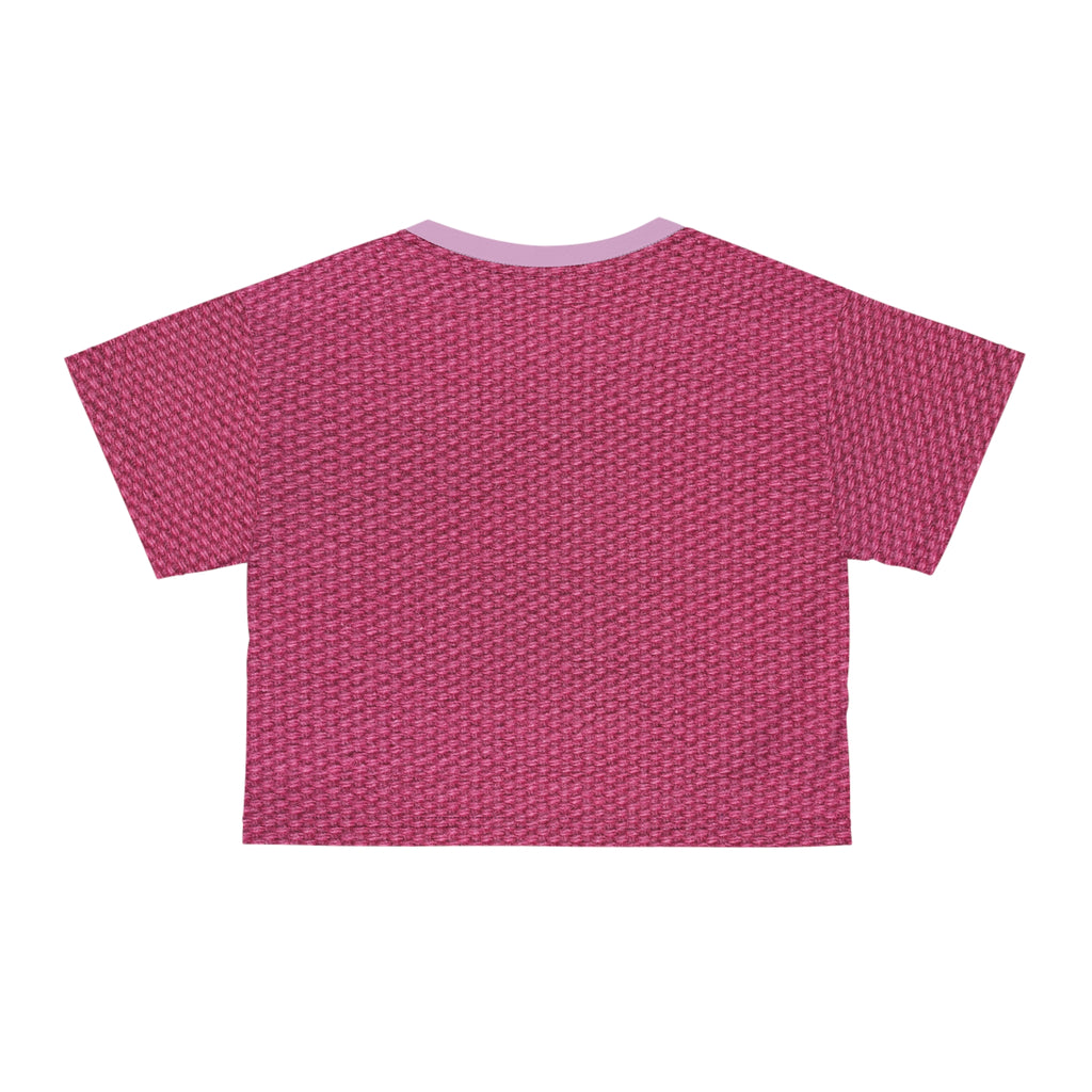 Pink Knit Texture Crop Tee — Women's Casual Summer Top