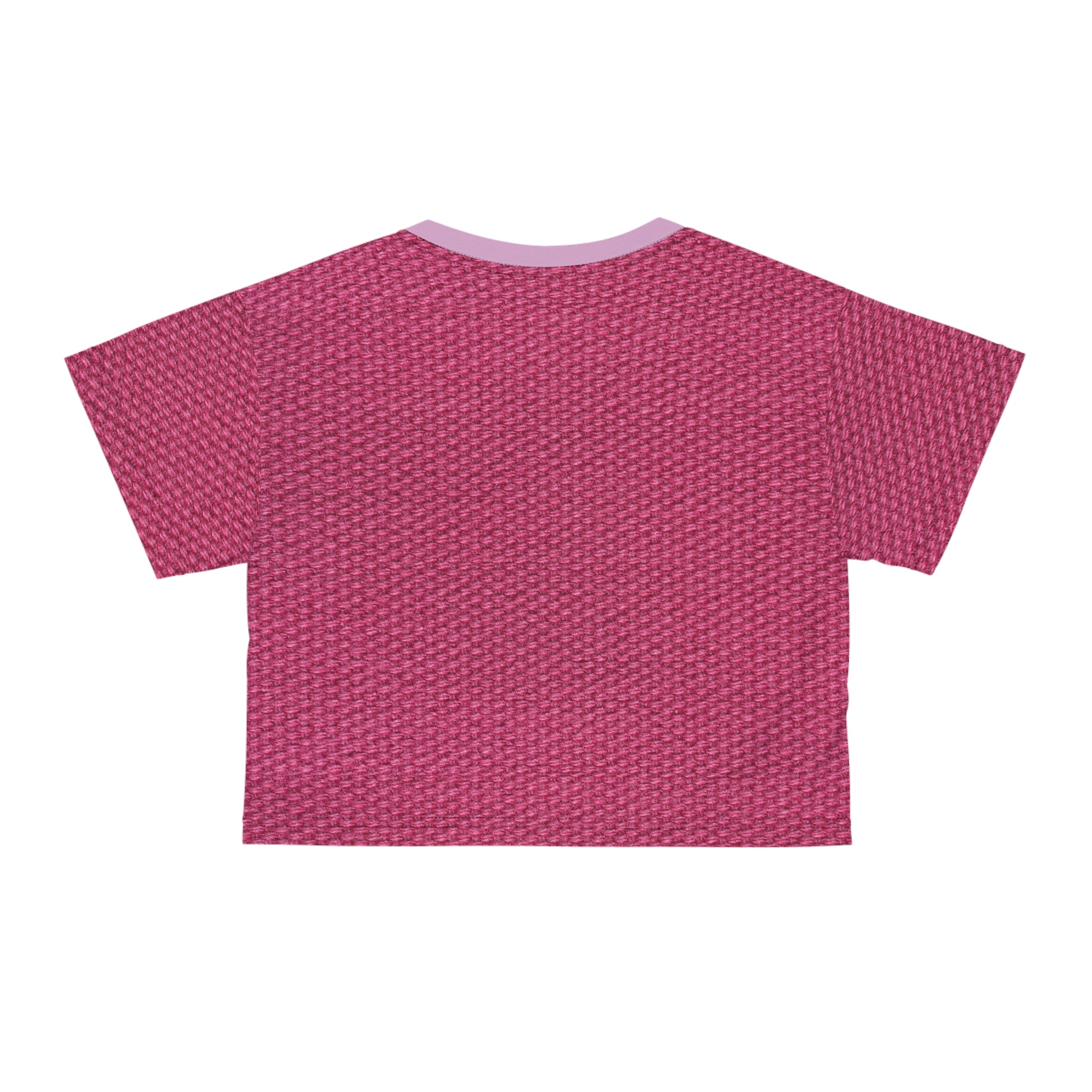 Pink Knit Texture Crop Tee — Women's Casual Summer Top