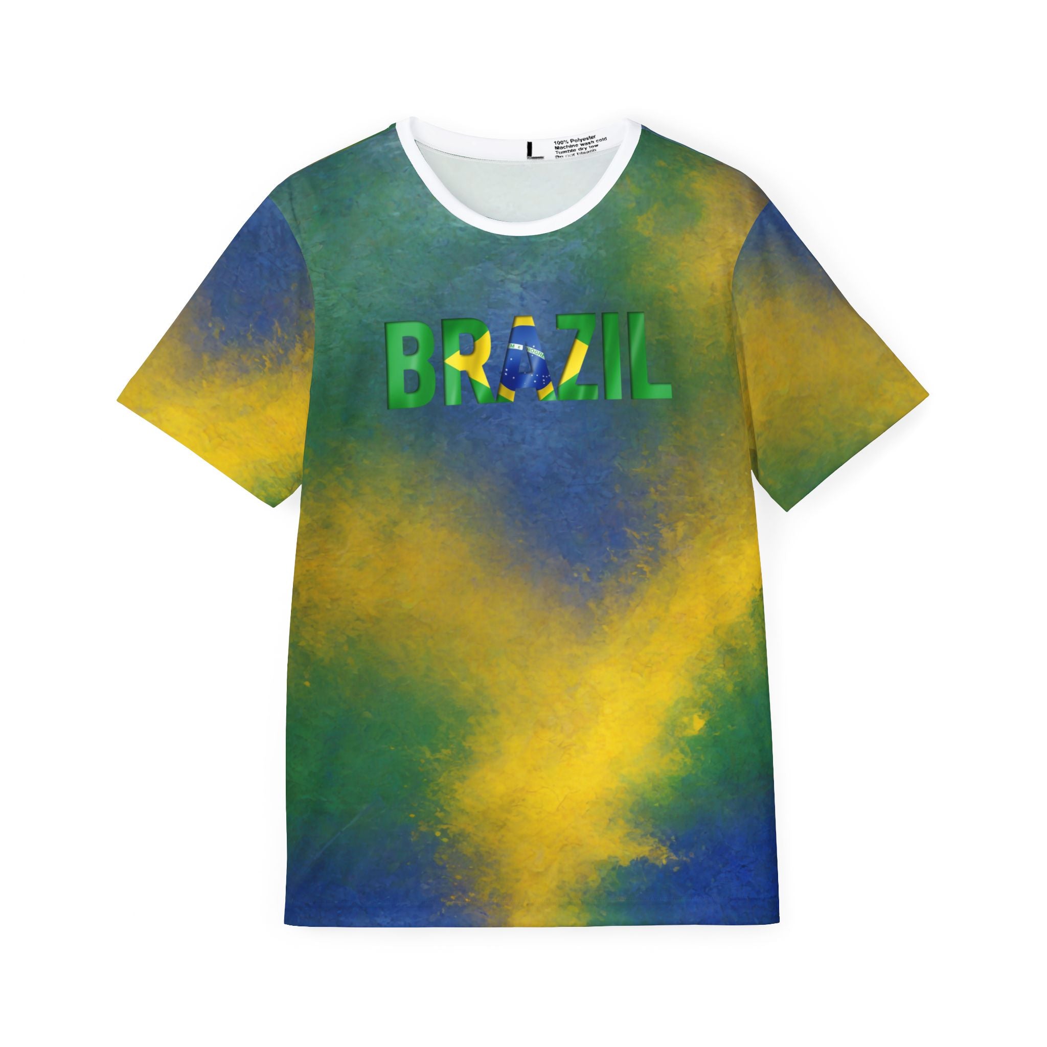 Brazil Flag Fade Men’s Sports Jersey – Green & Yellow Soccer Tee