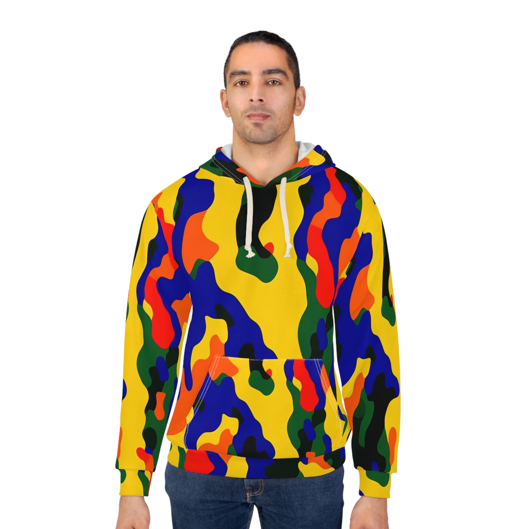 Colorful Abstract Camo Hoodie – Vibrant All-Over Print Pullover