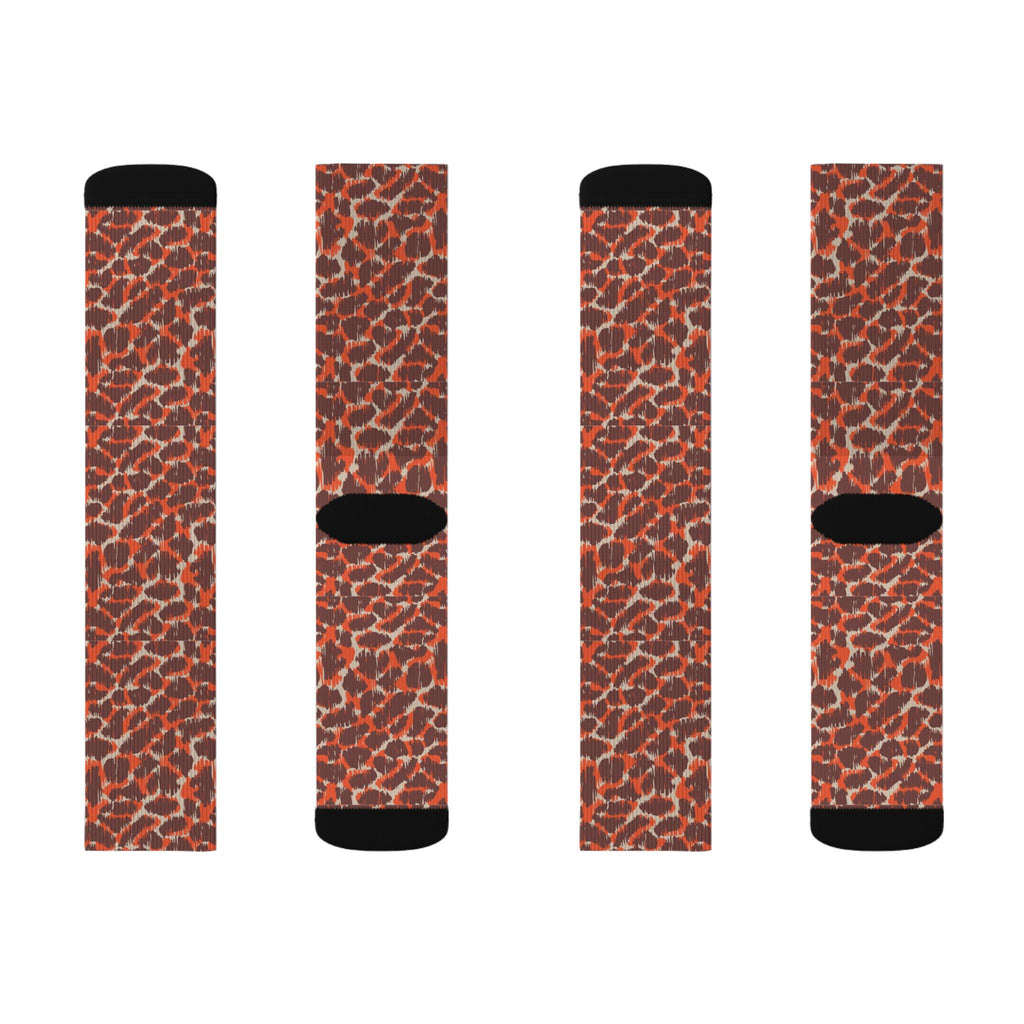 Leopard Print Socks — Bold Orange Cheetah Crew Socks