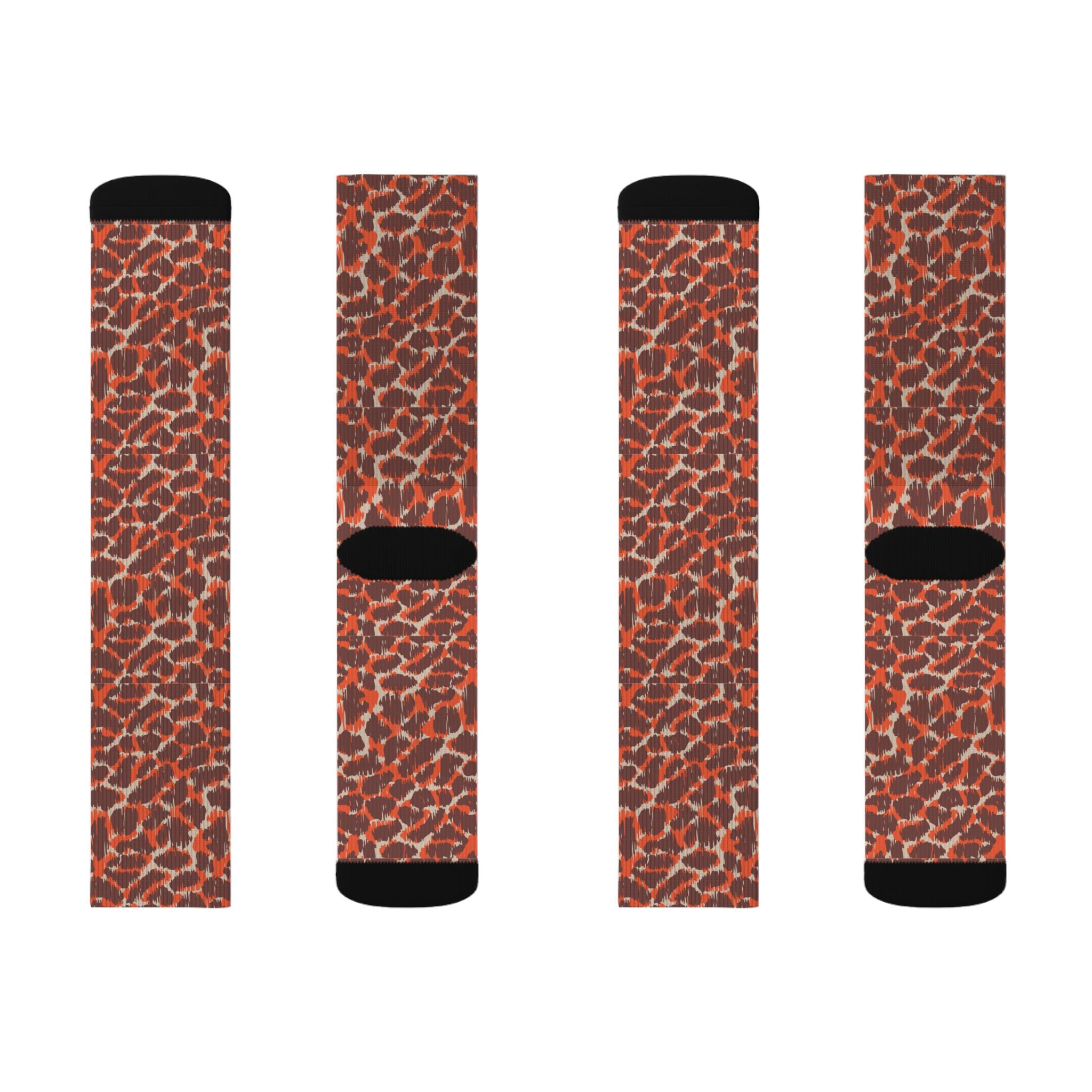 Leopard Print Socks — Bold Orange Cheetah Crew Socks
