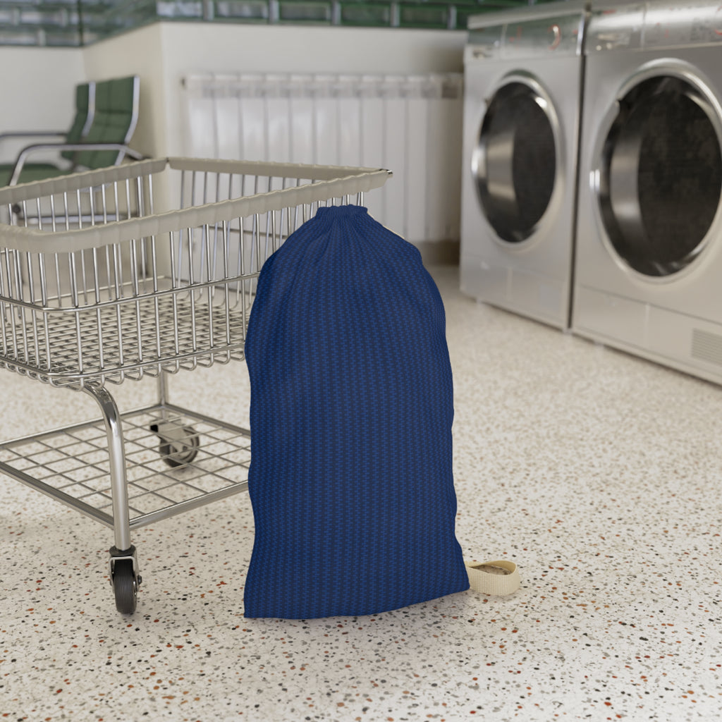 Navy Striped Laundry Bag — Durable Drawstring Wash Organizer