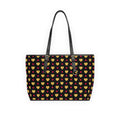 Gold Glitter Hearts Pattern PU Leather Shoulder Bag | Black Heart Print Tote