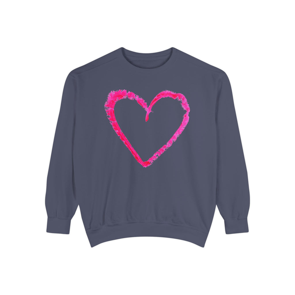 Valentine's Pink Brushstroke Heart Sweatshirt, Heart Graphic Crewneck