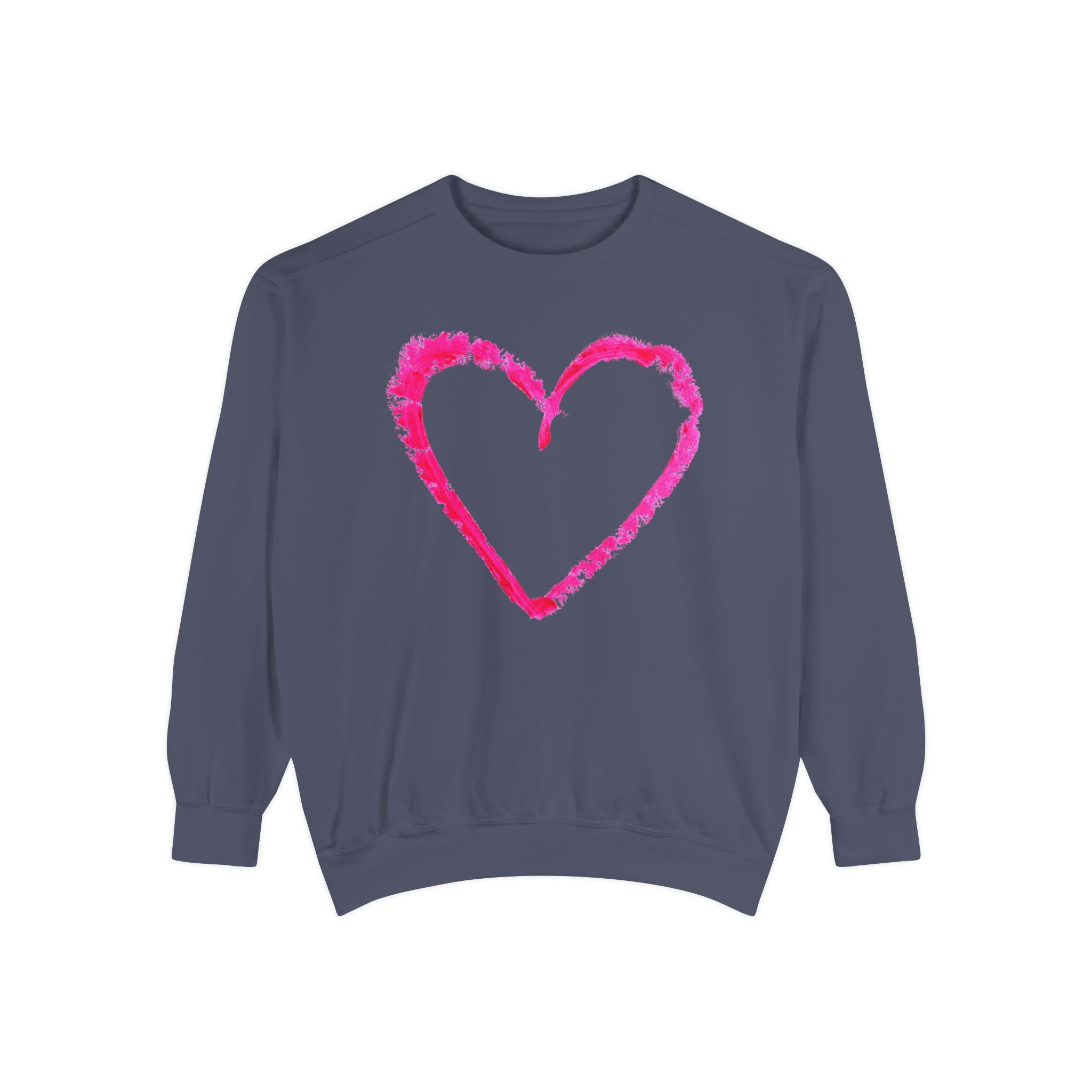 Valentine's Pink Brushstroke Heart Sweatshirt, Heart Graphic Crewneck
