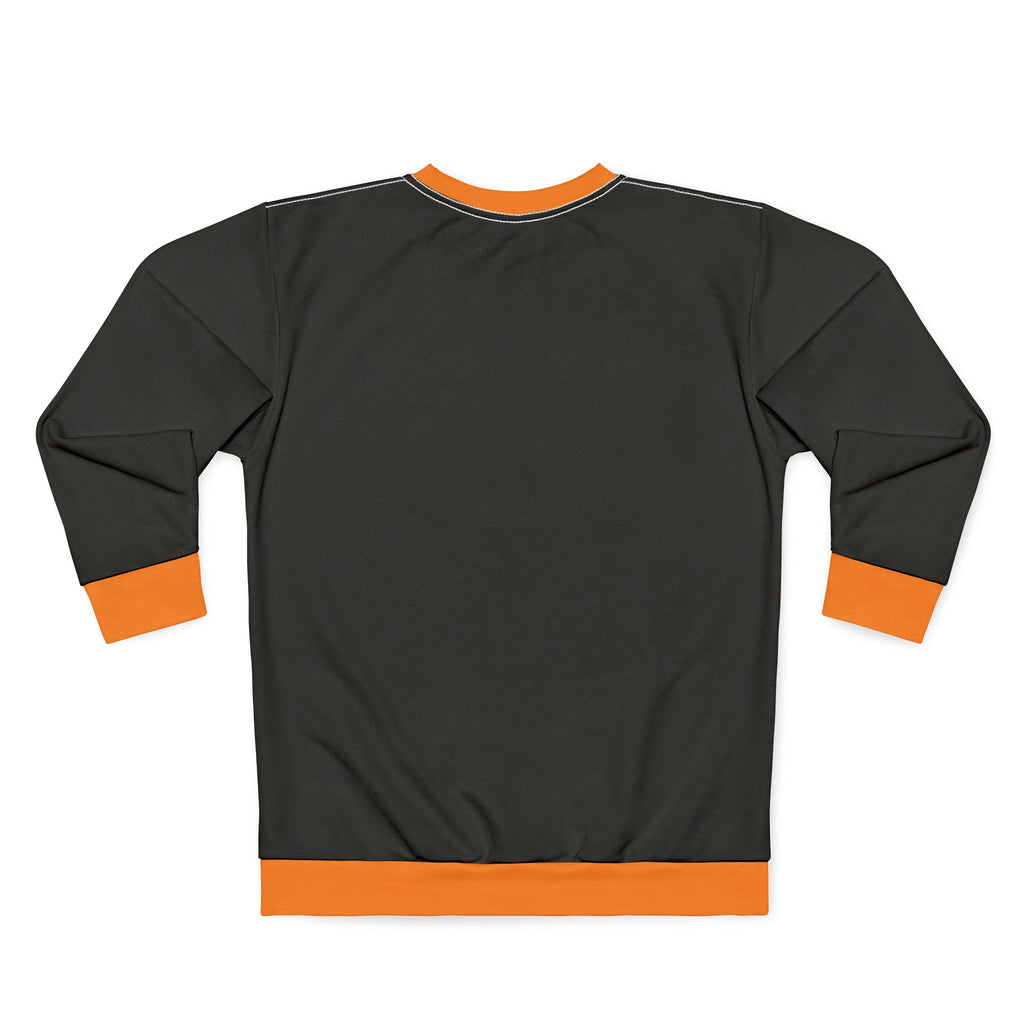Halloween Orange-Trim Sweatshirt — Black Crewneck with Orange Cuffs & Hem