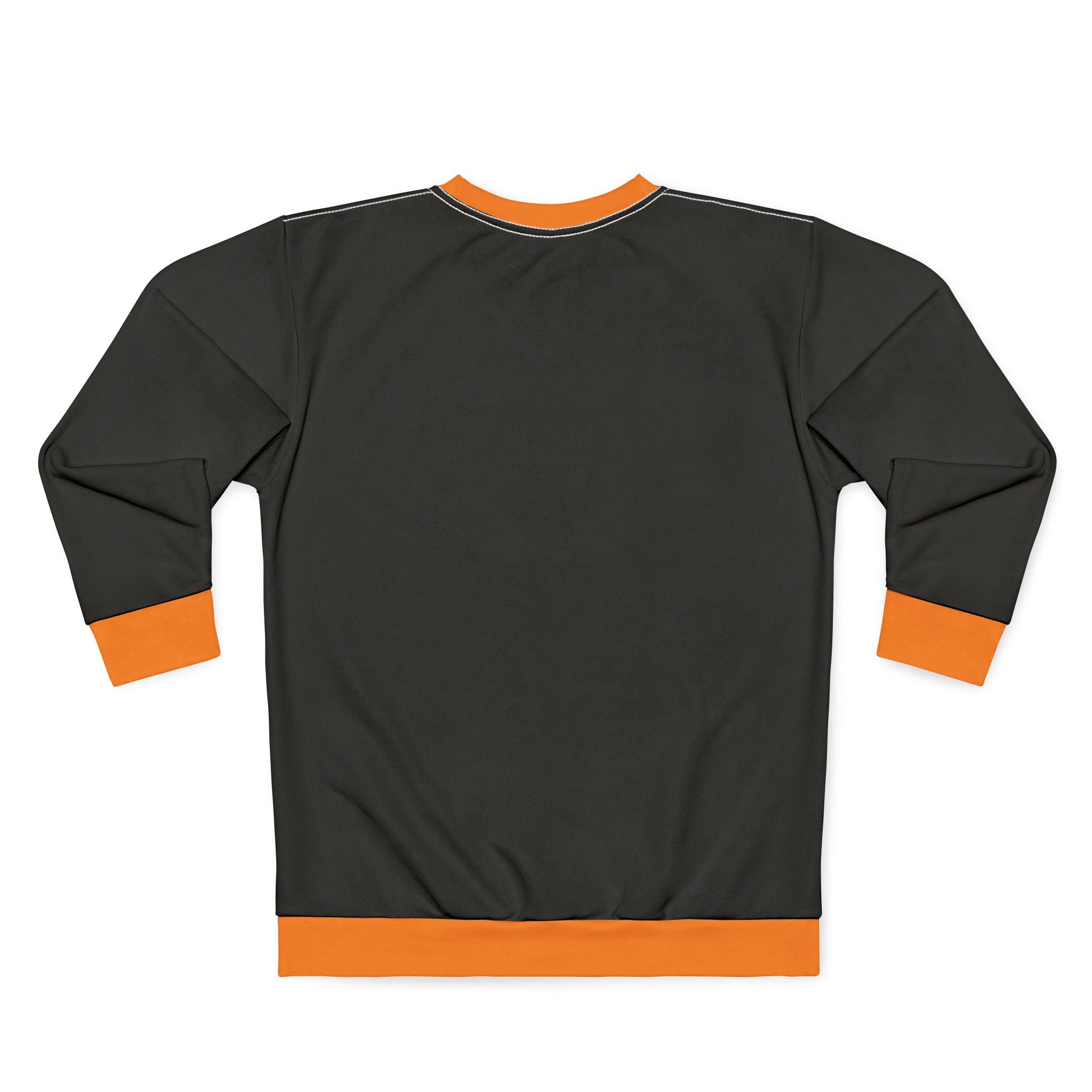 Halloween Orange-Trim Sweatshirt — Black Crewneck with Orange Cuffs & Hem