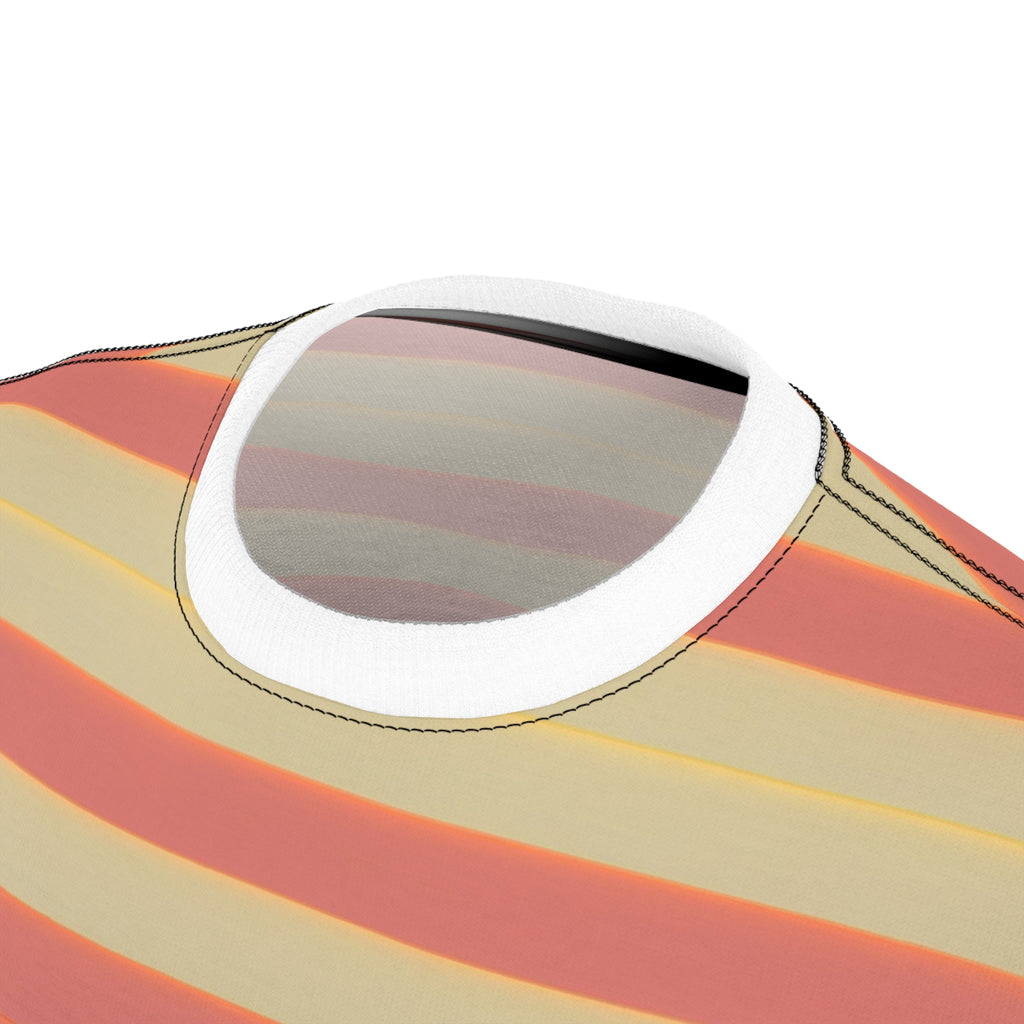Retro Sunset Stripe Tee — All-Over Print Casual T-Shirt
