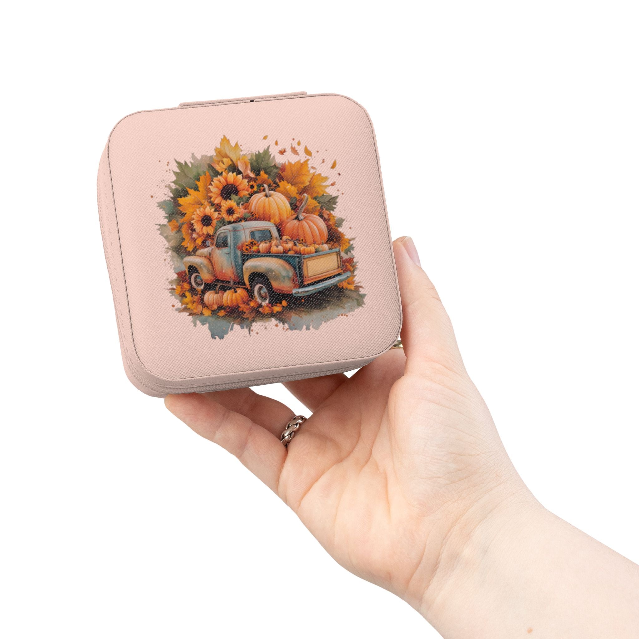 Autumn Truck Jewelry Travel Case — Compact Fall-Themed Travel Organizer