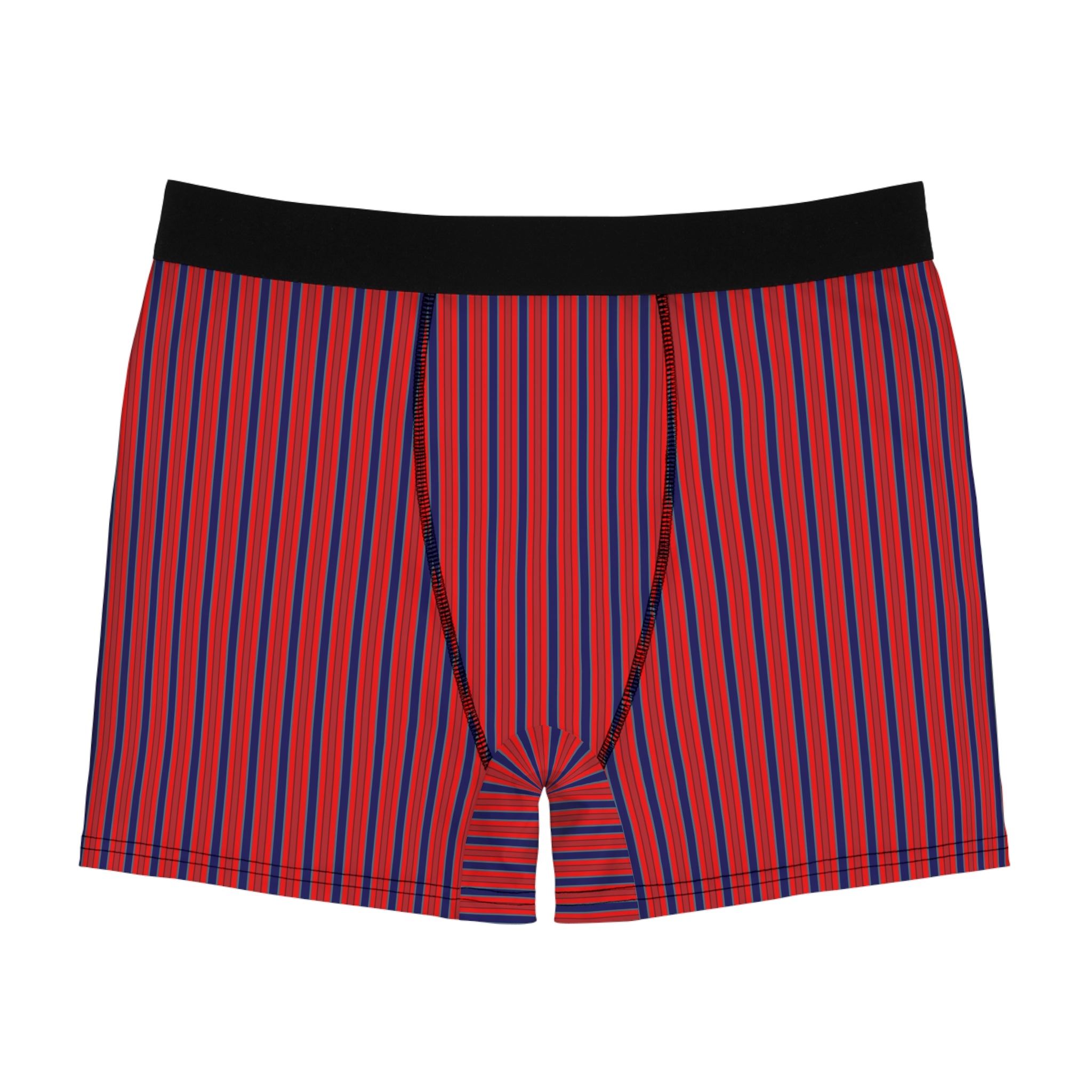 Striped Red & Navy Boxer Briefs — Men's Stretch Boxer Briefs