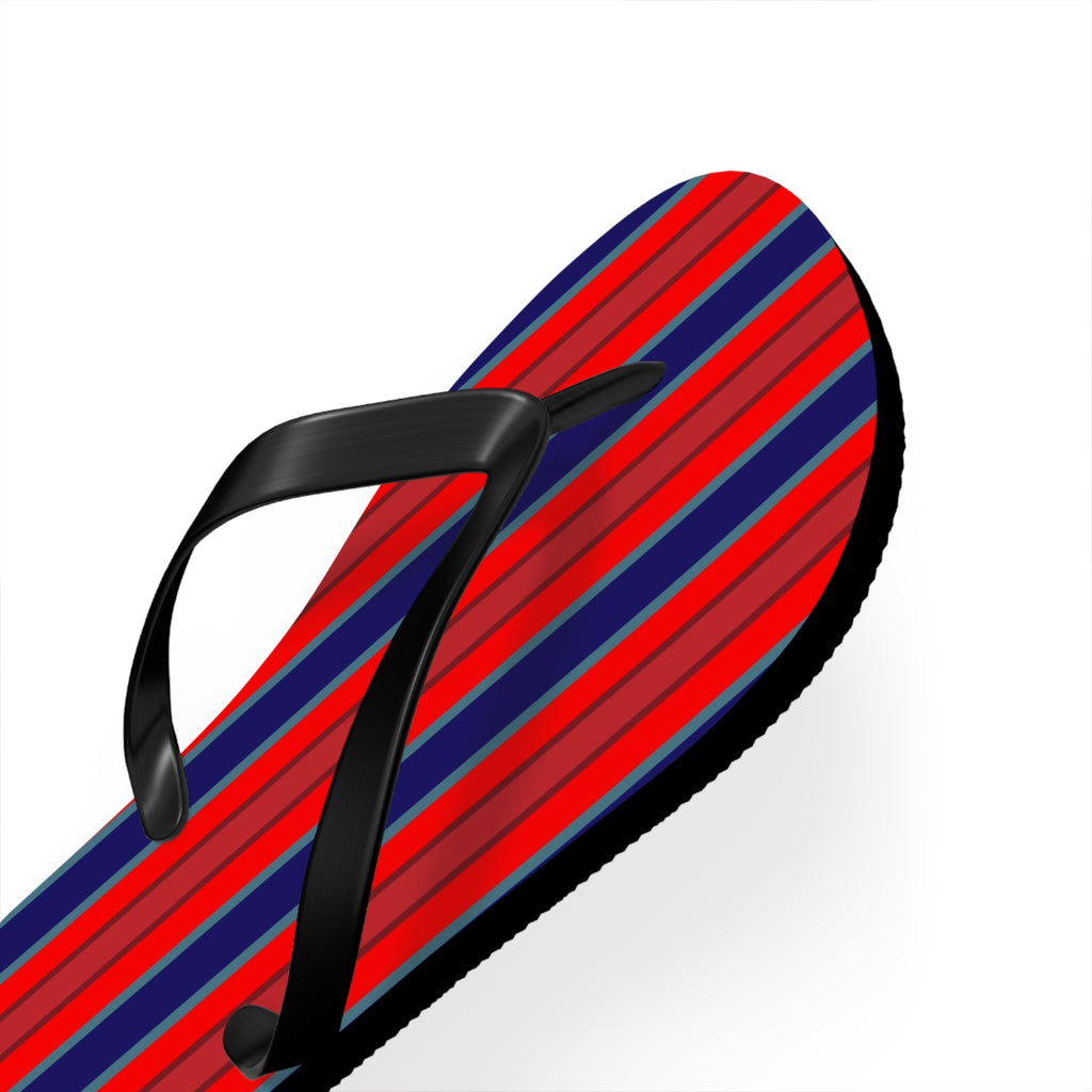 Patriotic Red & Blue Striped Flip Flops — Casual Beach Sandals