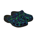 Pixel Grid Clogs — EVA Foam Slip-On Shoes with Green & Blue Digital Pattern