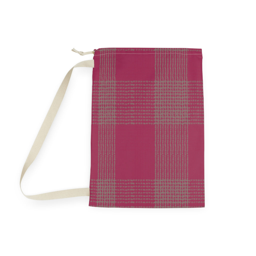 Plaid Laundry Bag — Pink Buffalo Check Drawstring Bag for Dorms & Travel