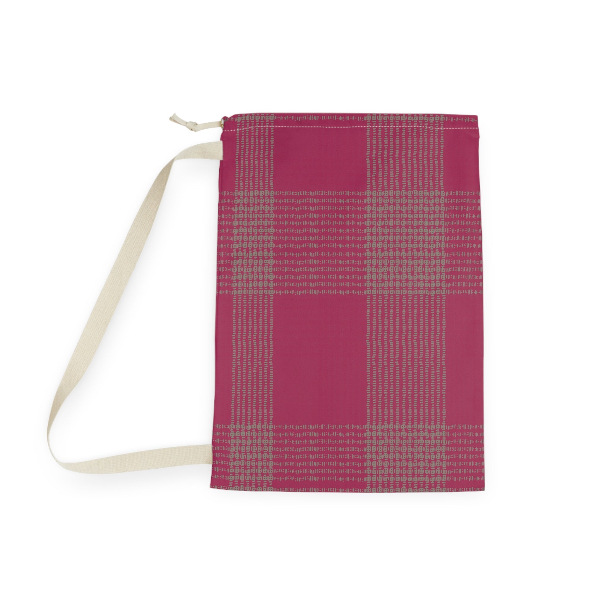 Plaid Laundry Bag — Pink Buffalo Check Drawstring Bag for Dorms & Travel