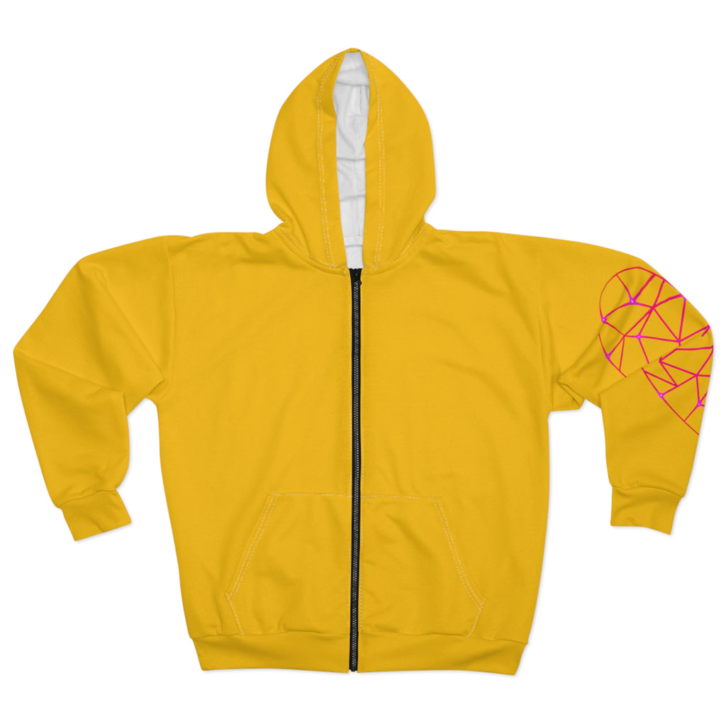 Gold Heart Sleeve Zip Hoodie — Lightweight All-Over Print