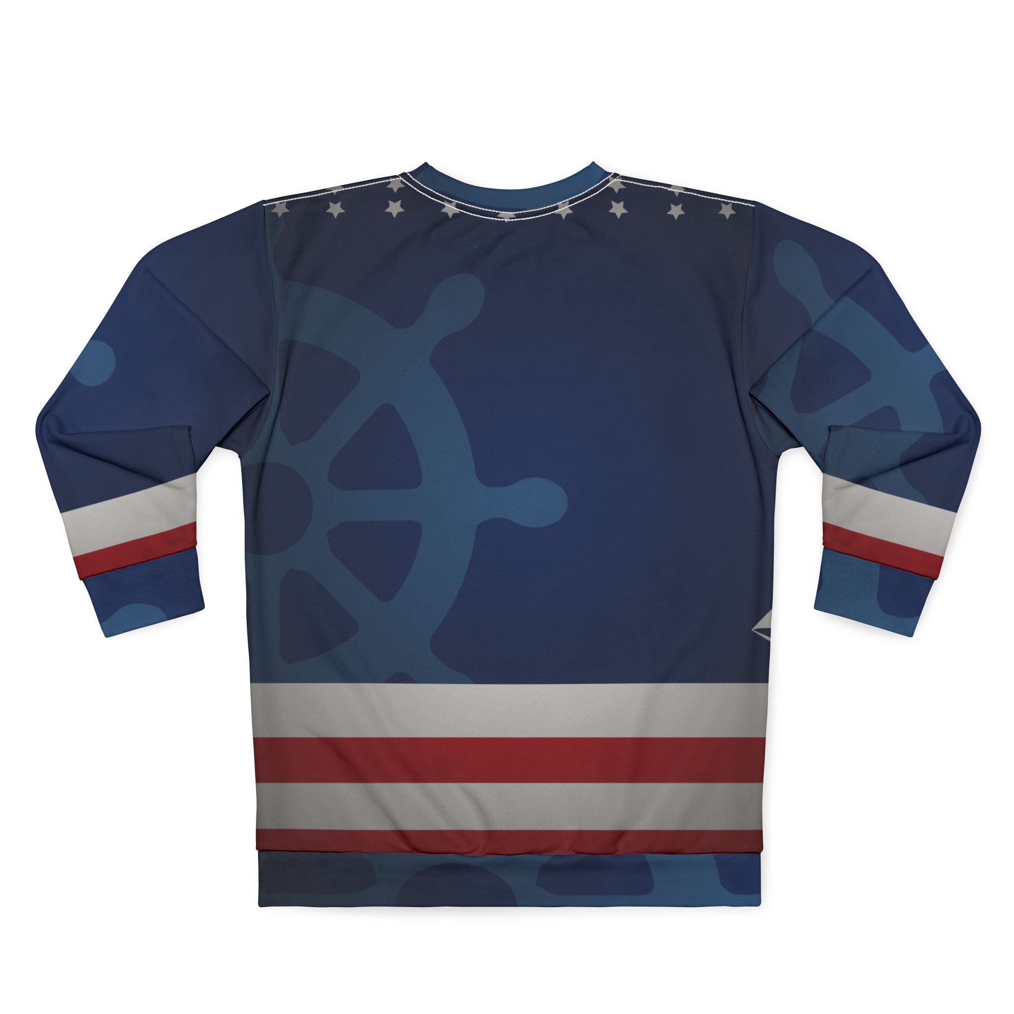 Nautical Helm Graphic Sweatshirt — Patriotic Stripes Crewneck