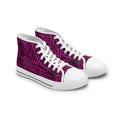 Women's High Top Sneakers — Pink Plaid Grunge Pattern